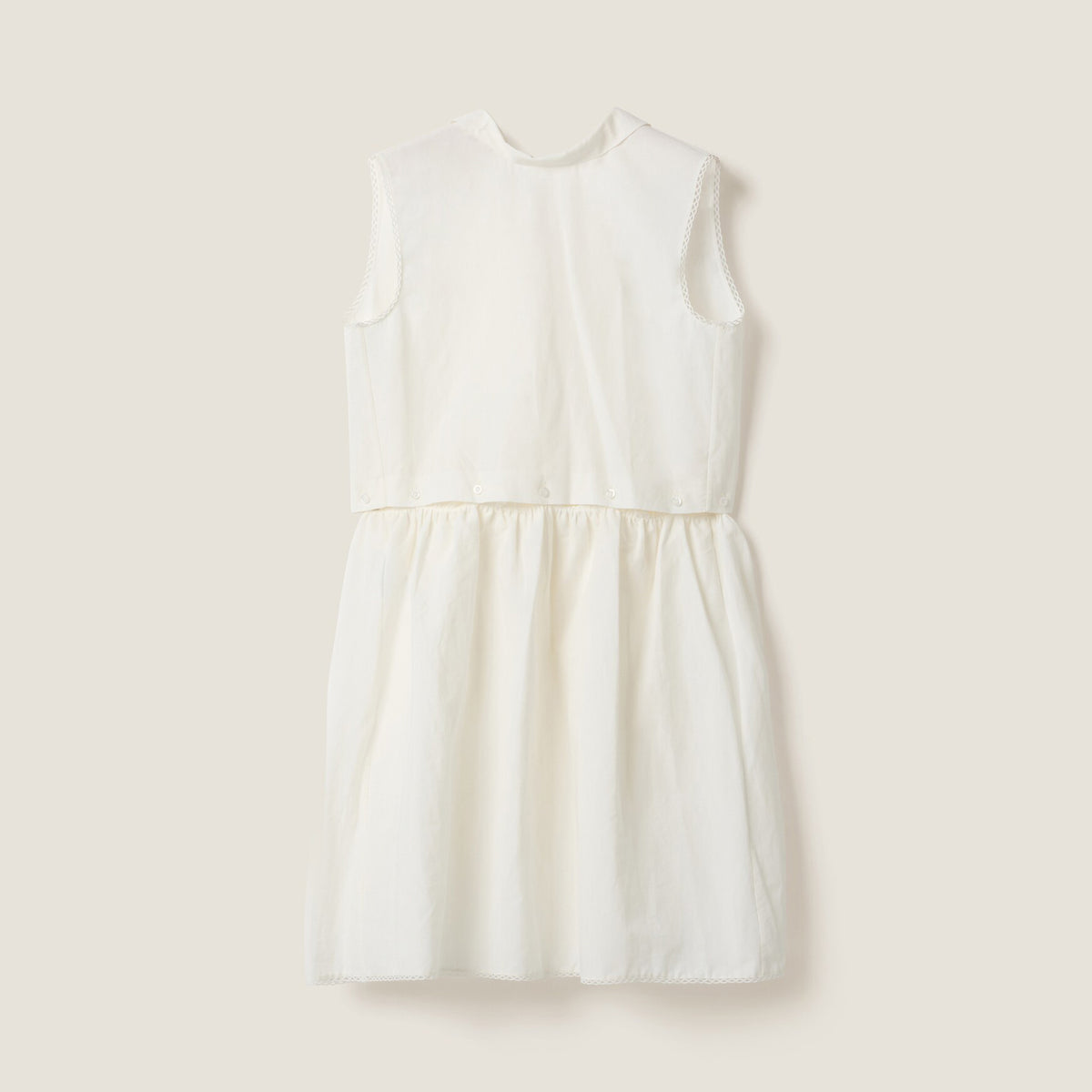MiuMiu Women's Summer Solid Colour Cotton Linen Flutter Belt Sleeveless Dresses #76761