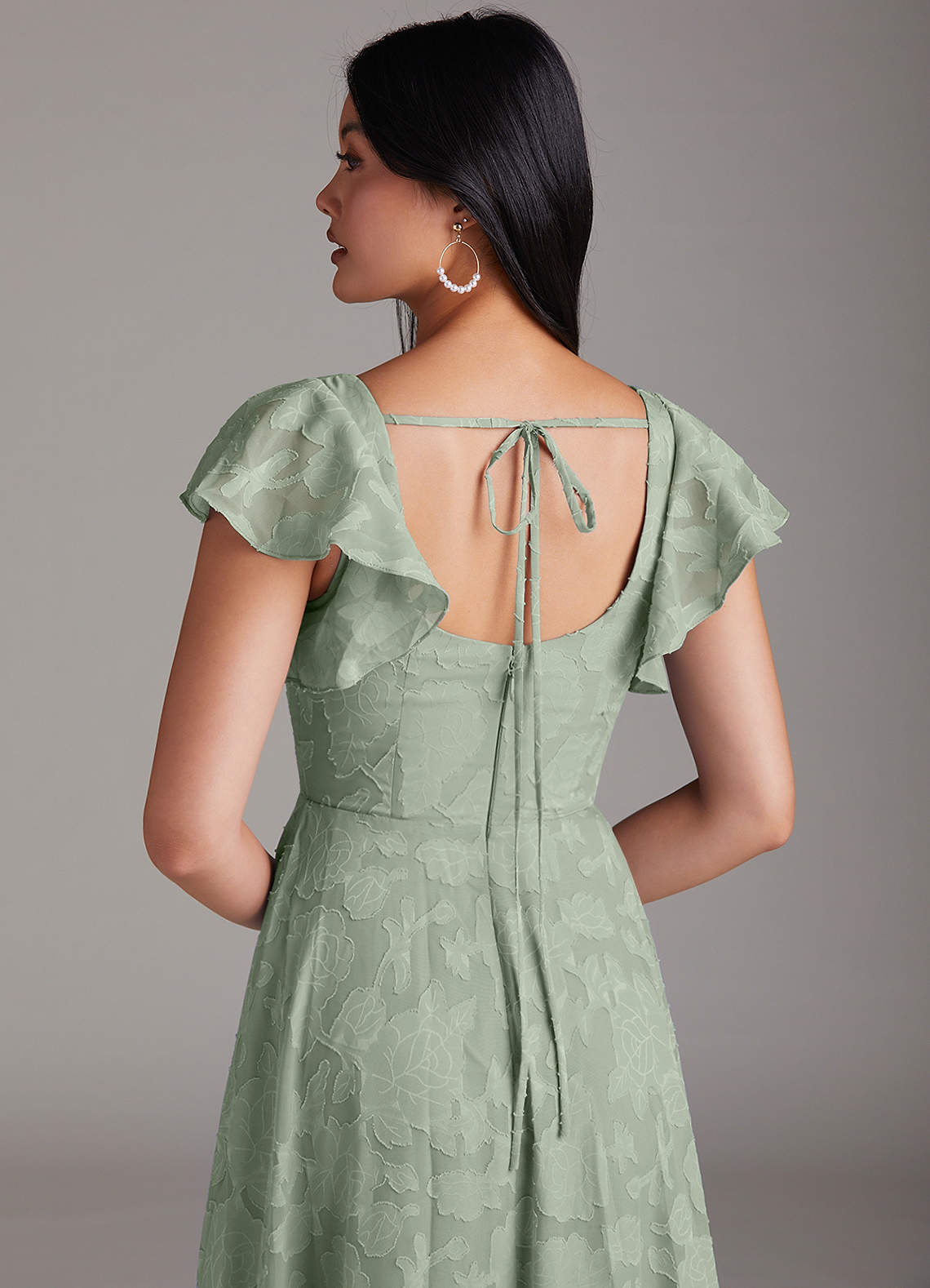 Agave A-Line Side Slit Floral Burnout Dress