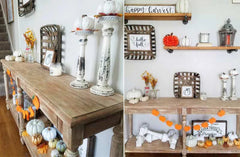 Distressed Wooden Candle Holders  Set of 2
