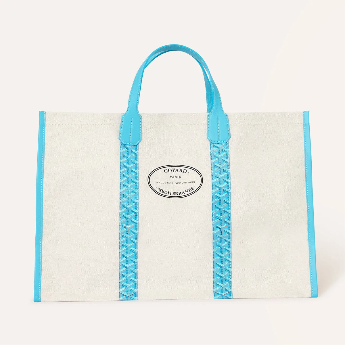 Goyard 2026 Limited Edition Méditerranée Turquoise Blue Two-tone Canvas Beach Bag Stylish Casual Large-capacity Shopping Bag Bags #84432A