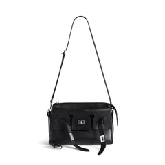 Balenciaga Bel Air Men's Solid Color Distressed Silver Metal Accessory Cowhide Messenger Bag Shoulder Bags #77339
