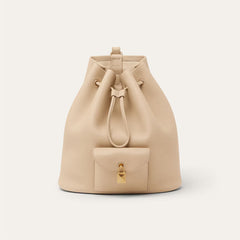 Loro Piana Extra Women's Fashion Classic Solid Color Drawstring Leather Bucket Tote Bag Bags FAP1404 #78861