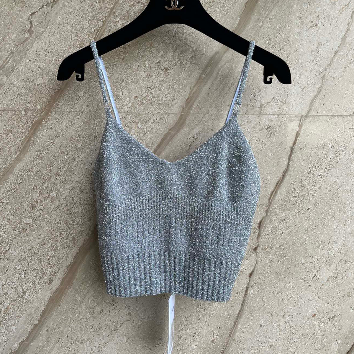 Chanel Women's Summer Fashion Minimalist Solid Color V Neck Knit Short Sleeveless Spaghetti Strap Tank Top Vest #79444