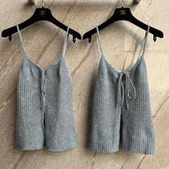 Chanel Women's Summer Fashion Casual Minimalist V Neck Sleeveless Spaghetti Strap Tank Top Vest #79442