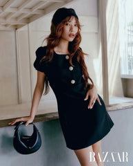 Celine Women's Princess-style Ruffled-sleeve Button-down Dress With A Retro Square Neckline A Stylish And Elegant Black Mini Dress This Spring And Summer Dresses Lady #195741