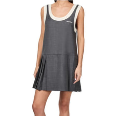 MiuMiuhirt Women's Spring/summer Cotton Gray Dress For Holiday Collection Loose Sleeveless Tank Top Pleated Dress Lady #195139