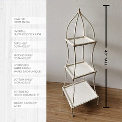 43 Inch Distressed 3 Tiered Shelving Unit