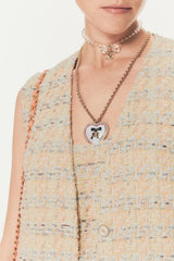 Chanel Women's Spring And Autumn Plaid Tweed Vest Jacket Fashion Temperament Elegant Single Breasted Sleeveless Jacket Ngvp #1577