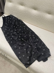 Chanel Women's Summer Black Letter Printed Silk Halter Dress #72961