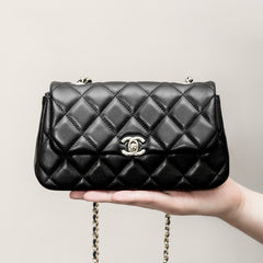 Chanel Women's Solid Color Diamond Pattern Sheepskin Chain Shoulder Strap Crossbody Bag Bags Metallic-colored Leather Tends To Fade Easily #77781