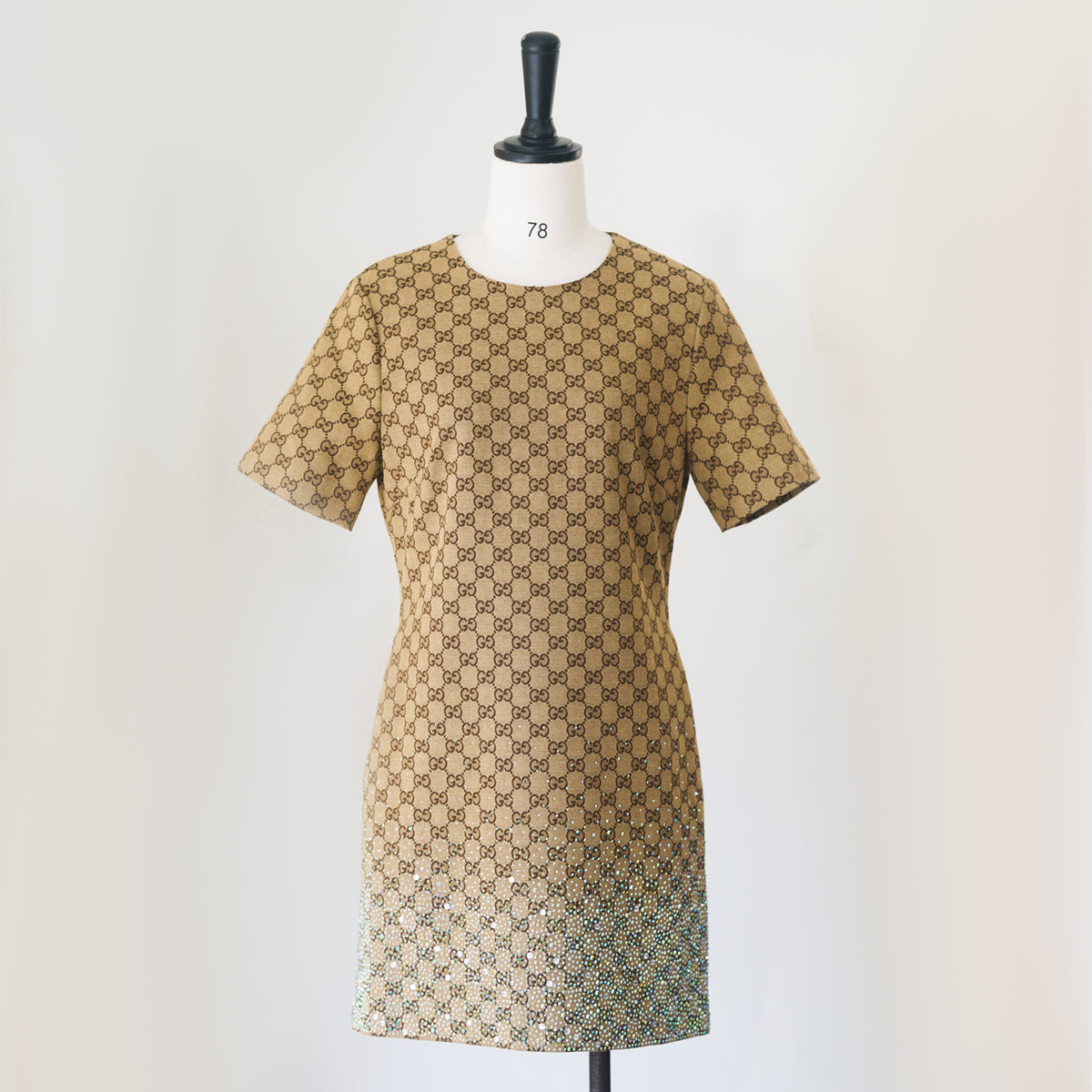 Gucci Ladies Spring And Summer Embroidery GG Canvas Rhinestone Gradient Dress Fashion Slim Temperament Elegant Short Dresses #71862