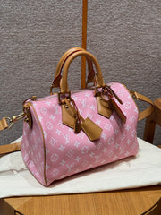 Louis Vuitton Speedy P9 Bandoulière 30 Women's Letter Printing Detachable Condition Shoulder Strap Zipper Closure Coated Canvas Single Shoulder Crossbody Tote Travel Bag Bags #77679