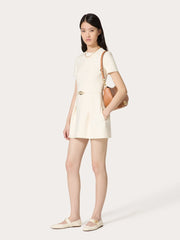 Valentino Women's Summer Solid Color Logo Logo High Waist Slim Wool Short Sleeve Dresses #73356