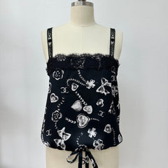 Chanel Women's Summer Fashion Casual Silk Print Patchwork Lace Letter Embroidery Sleeveless Tank Top Vest #78694