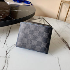 Louis Vuitton Slender Men's Black Checkerboard Printed Canvas Cowhide Card Case Wallet Bag #75932