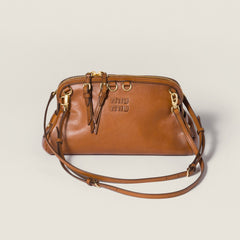 MiuMiu Women's Caprice Calfskin Small Backpack Shoulder Bag Fashionable Brown Clutch Retro Brown 5BF131 #194801