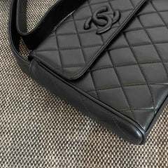 Chanel Women's Men's Vintage Black Knight Square Box Crossbody Bag With Flap Cover - Elegant And Sophisticated Handbag #81871A