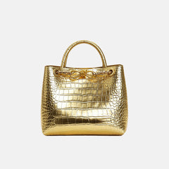 Bottega Veneta  Andiamo Mini Crocodile Pattern Handbag Stylish And Elegant Bags In Gold And Silver Bag Bags Metallic-colored Leather Tends To Fade Easily #196