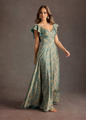 Leilani Platinum Teal Maxi Dress