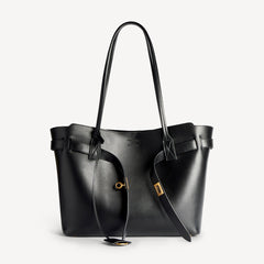Balenciaga Bel Air Black Shoulder Bag With Gold Buckle And Belt Design Large Capacity Tote Bag Bags #84179A