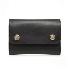 Chrome Hearts Black Tri-Fold Sword-Shaped Scroll Wallet Card Holder High-Street Fashion Trendy Zipper Mini Bag Male Bags #195954