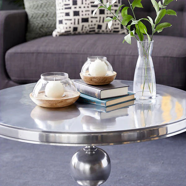 Wooden and Glass Cloche Candle Holders, Set of 2