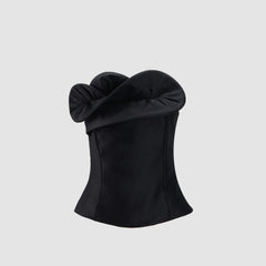 Magda Butrym Floral-Print Strapless Fishbone Top Elegant and Sophisticated Black Sleeveless Vest Lady #195605