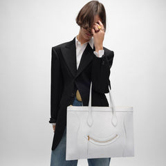 Celine Flat Cabas Smile Leather Bags Handbag Commuter Laptop Bag # 195374