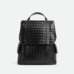Bottega Veneta Back To School Men's Solid Color Flap Closure Woven Cowhide Leather Shoulder Bag Backpack Rucksack Bags #75798