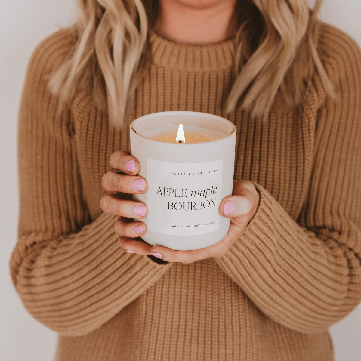 Apple Maple Bourbon Soy Candle - Tan Matte Jar - 15 oz