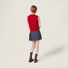 MiuMiu Women's Spring/Summer Knit Tank Top Fashionable Round Neck Sleeveless New Year Red T-Shirt Vest #194404