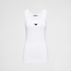 Prada Women's Summer Solid Color Logo Crew Neck Cotton Vest Top #76534