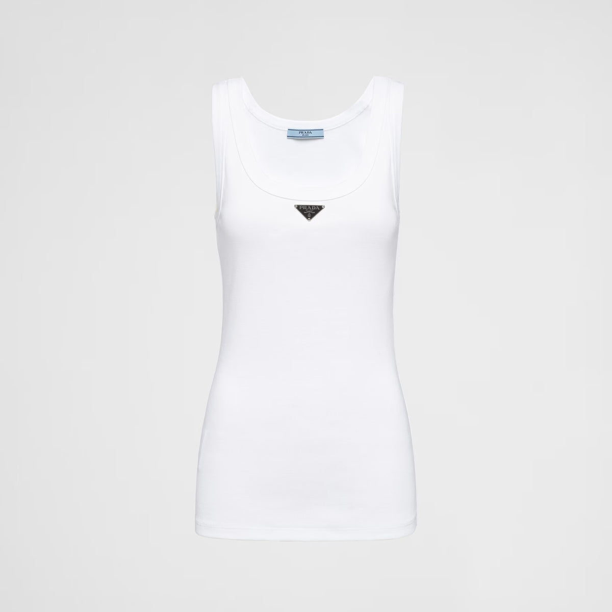 Prada Women's Summer Solid Color Logo Crew Neck Cotton Vest Top #76534