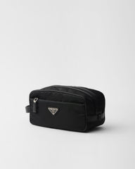PRADA New Regenerated Nylon Enameled Triangle Logo Saffiano Leather Travel Storage Bag Toiletry Bag #332316
