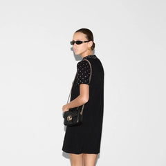 Gucci Women's Summer Solid Color Round Neck Beaded Rhinestone Embroidery Short Sleeve Knit Dresses Ngvp #9759