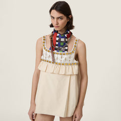 MiuMiu 2026 New Arrival Beaded Doll-style Dress Women's Spring/summer Fashion Youthful And Vibrant Embroidered Canvas Mini Skirt Dress Lady #197471