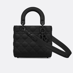 Dior Small Lady Dior My Abcdior Handbag In Glacier Blue Lambskin With Quiltoir Pattern. Four Square Compartments Black Satin Leather Featuring A Black Lacquered Clasp—princess Diana-style Crossbody Bag Bags M0538ONGE #197196