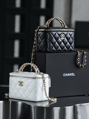 Chanel Women's Solid Color Chain Shoulder Grain Embossed Calfskin Box Bag Tote Shoulder Bags #75595