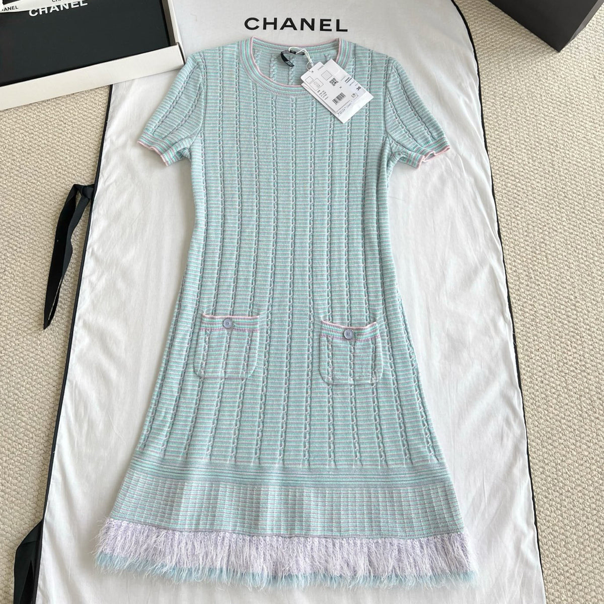 Chanel Women's Summer Fashion Casual Knit Crew Neck Short Sleeve Dress #78462