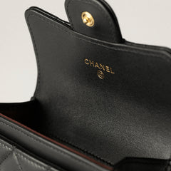 Chanel Women's Fashion Classic Solid-Color Leather Logo Metal Icon Flap Card Holder Bag Bags #79488