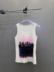 Balenciaga Women's Summer High Street Printed Round Neck Cotton Pullover Sleeveless City Of Angels Tank Top Vest Ngvp #1842