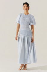 Theoni Smocked Asymmetric Dress