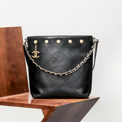 Chanel Women's Letter Logo Lattice Drawstring Closure Calfskin Mini Shoulder Crossbody Bag Bags #75892