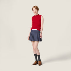 MiuMiu Women's Spring/Summer Knit Tank Top Fashionable Round Neck Sleeveless New Year Red T-Shirt Vest #194404