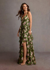 Megan Green Floral Maxi Dress