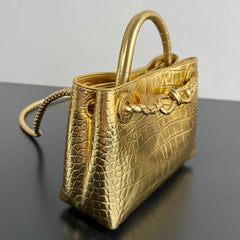 Bottega Veneta  Andiamo Mini Crocodile Pattern Handbag Stylish And Elegant Bags In Gold And Silver Bag Bags Metallic-colored Leather Tends To Fade Easily #196