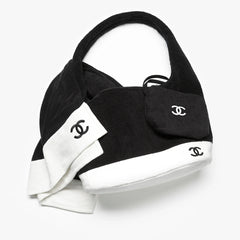 Chanel 2026 Beach Bag Set Classic Black And White Colorway Large Capacity (45 X 60 X 20 Cm) Mini Wallet (17 X 20 Cm) Beach Towel (170 X 103 Cm) Bags #196926
