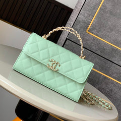 Chanel Women's Solid Color Diamond Pattern Chain Shoulder Strap Grain Embossed Leather Flap Bag Single Shoulder Handbag Crossbody Bags #77513