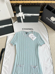 Chanel Women's Summer Fashion Casual Knit Crew Neck Short Sleeve Dress #78462