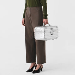Rimowa Aluminum Travel Vanity Case in Silver Fashionable Leisure Bags with Square Logo Print Adjustable Shoulder Strap Crossbody Bag Handbag Jewelry Storage Box Bags #82955A